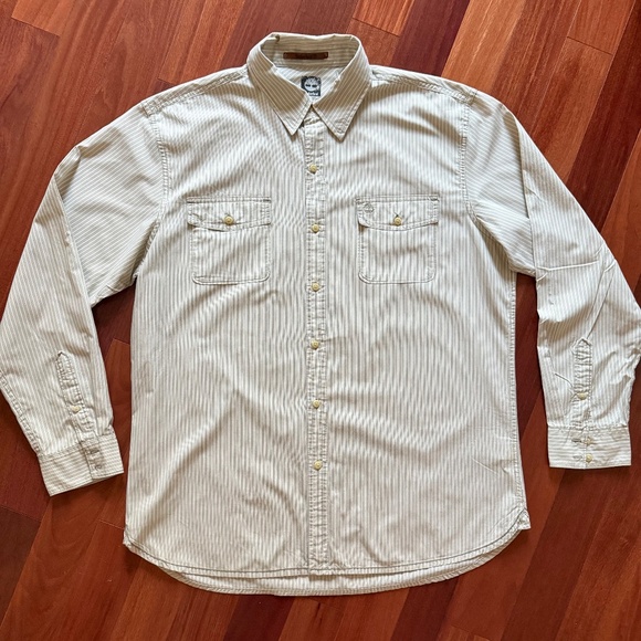 Timberland Men’s 100% Cotton Shirt Classic Regular Fit L G size Striped - Picture 3 of 14